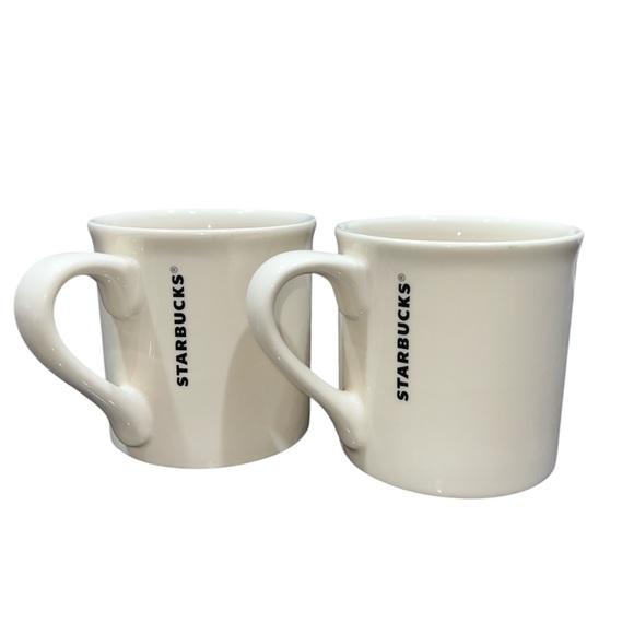 Starbucks Mugs Cup Crème With Green Logo 14 Fl Oz Set Of 2 - Picture 2 of 4